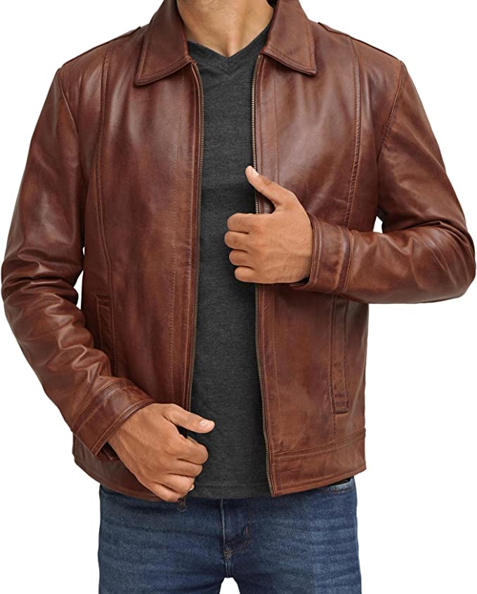 Men's Brown Genuine Leather Jacket
