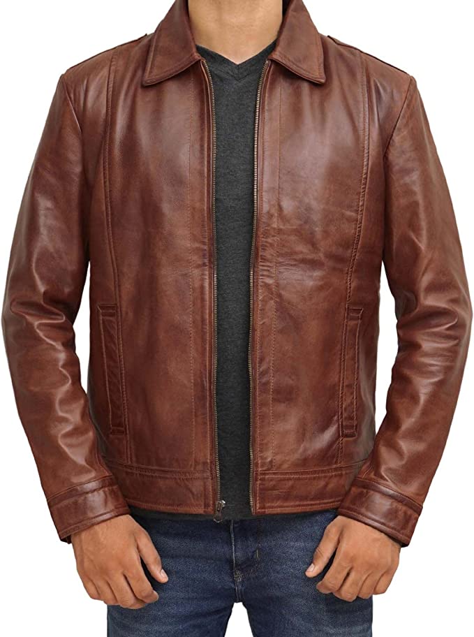 Men's Brown Genuine Leather Jacket