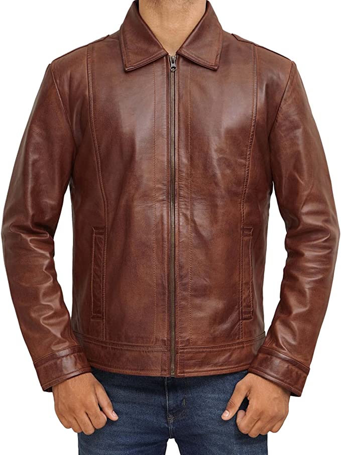 Men's Brown Genuine Leather Jacket