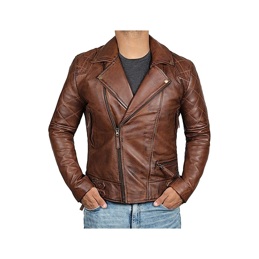 Men Brown Real Lambskin Leather Jacket