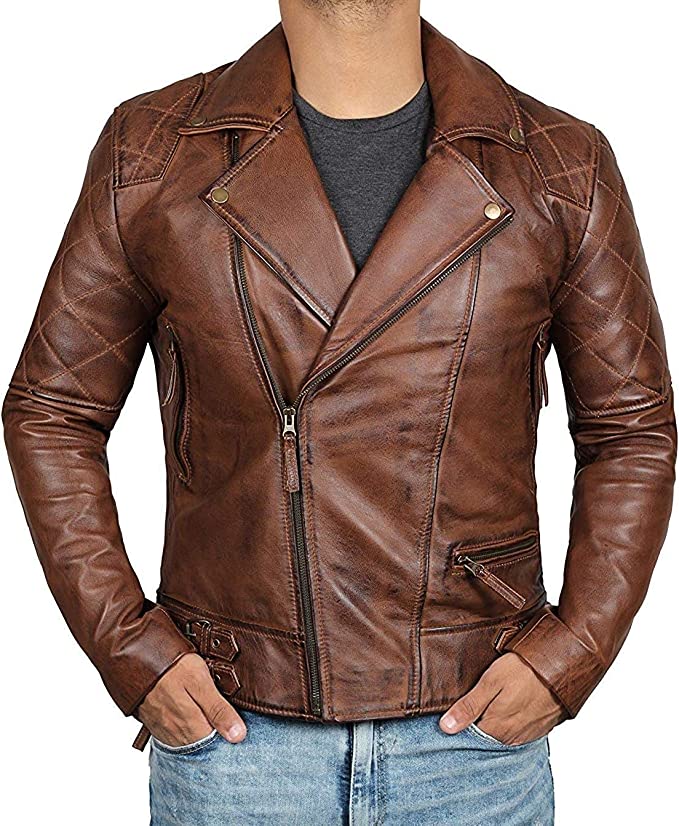 Men Brown Real Lambskin Leather Jacket