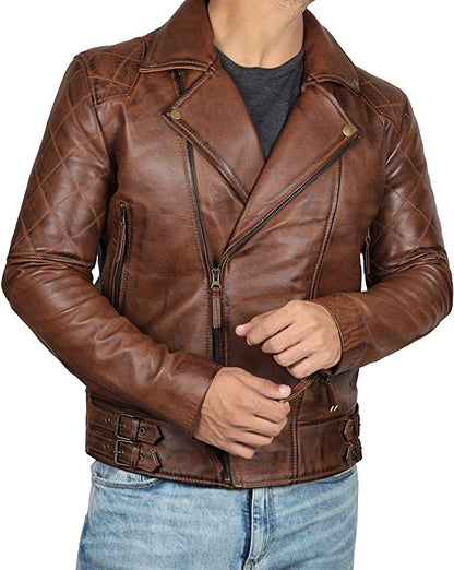 Men Brown Real Lambskin Leather Jacket