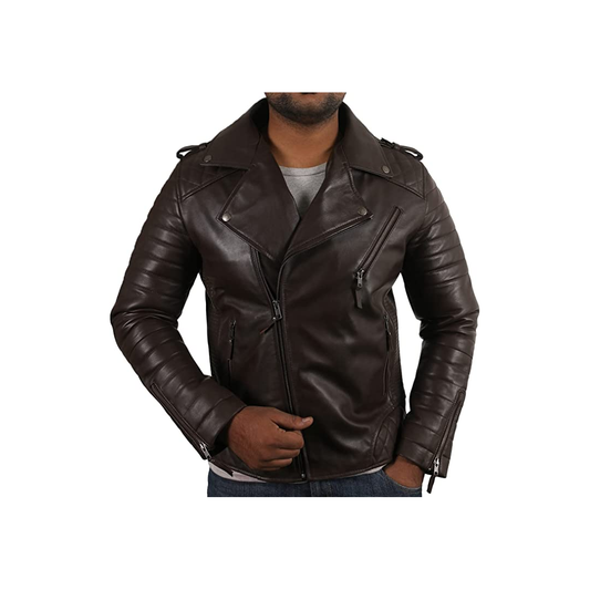 Black Color Men's Biker Leather Jacket 100% Genuine Leather Jacket