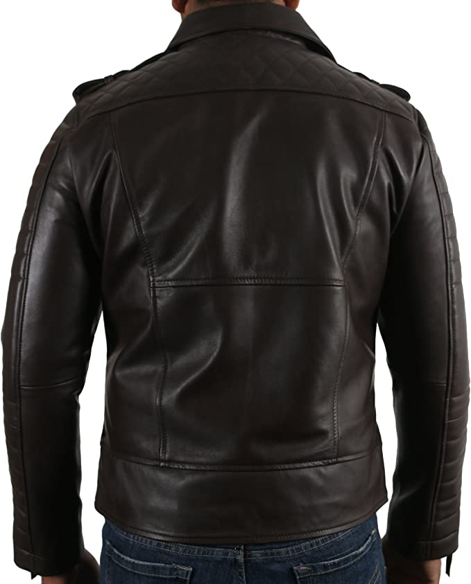 Black Color Men's Biker Leather Jacket 100% Genuine Leather Jacket