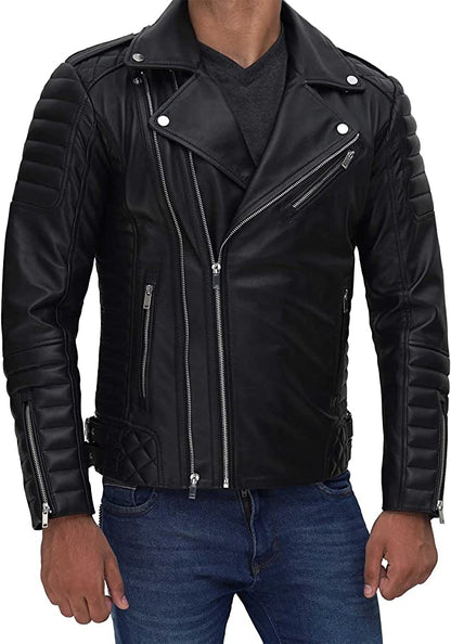 Men Black Real Lambskin Leather Jacket