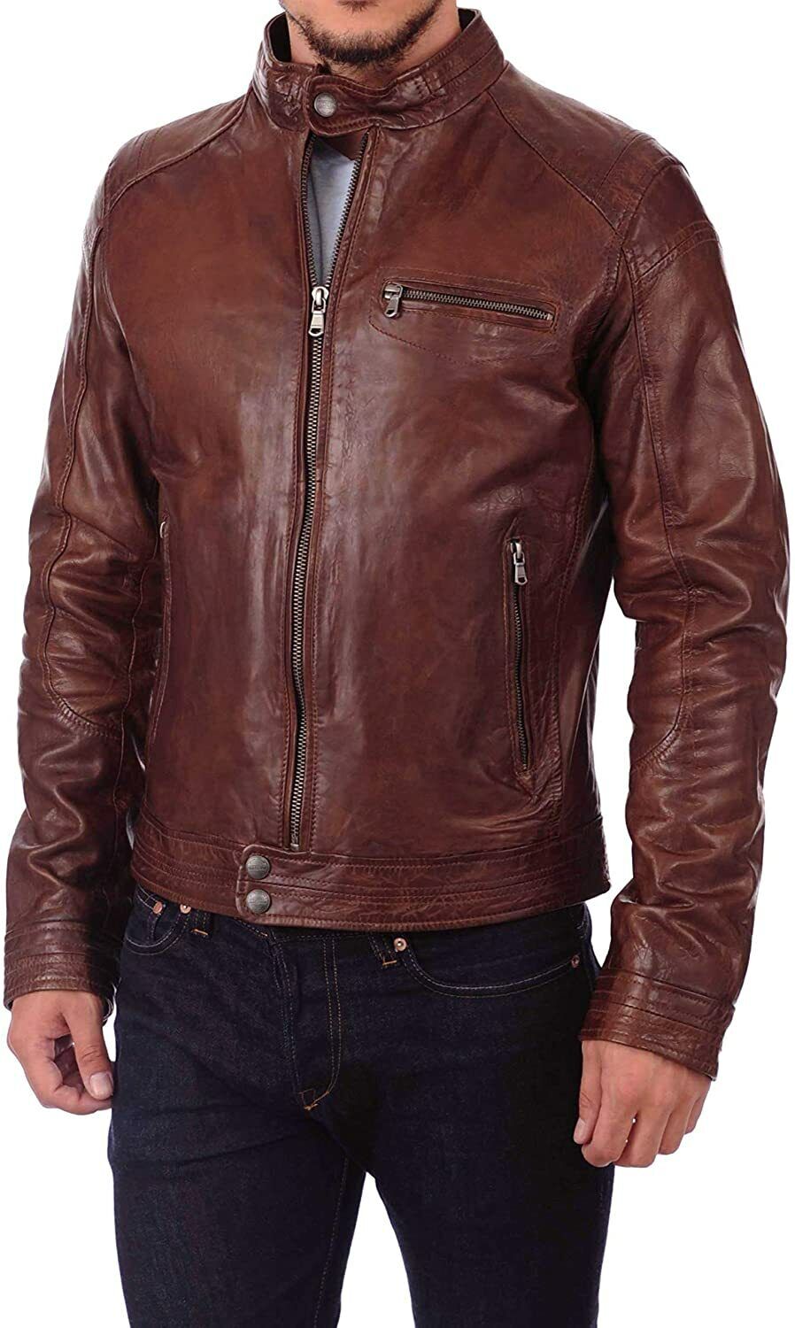 Men's Classic Genuine Lambskin Leather Jacket