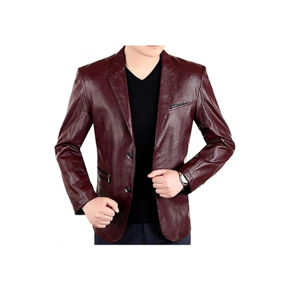 Men's Brown Stylish Genuine Leather Blazer