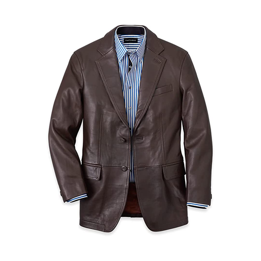 Men's Classic Office Wear Premium Leather Blazer