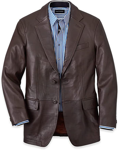 Men's Classic Office Wear Premium Leather Blazer