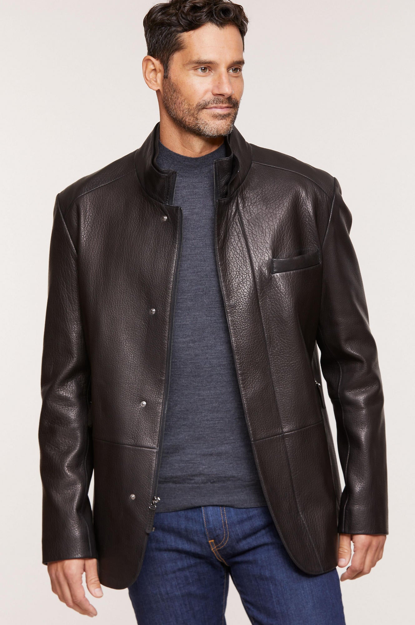 Men's  Black Genuine Lambskin Leather Shirt