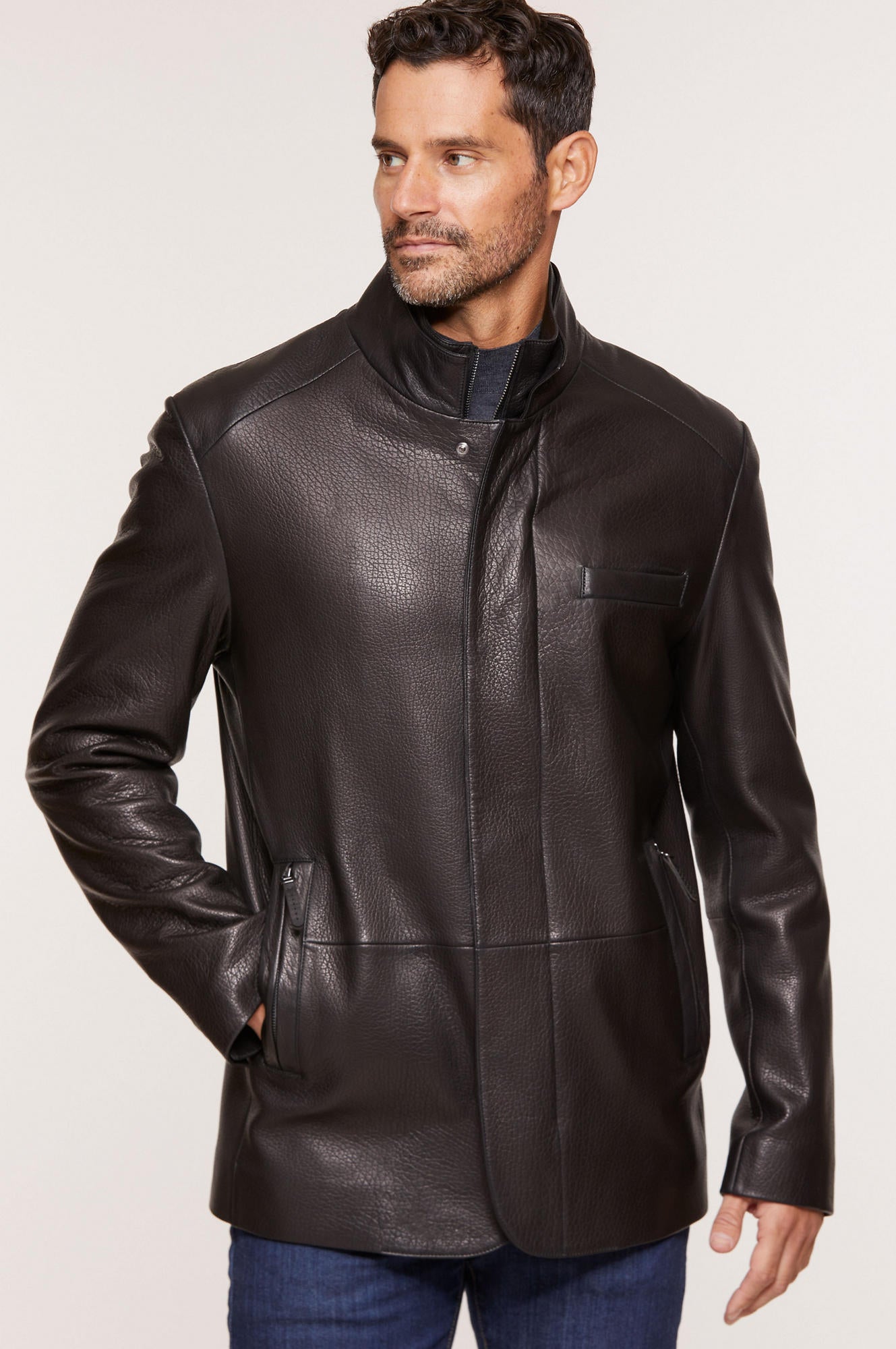 Men's  Black Genuine Lambskin Leather Shirt