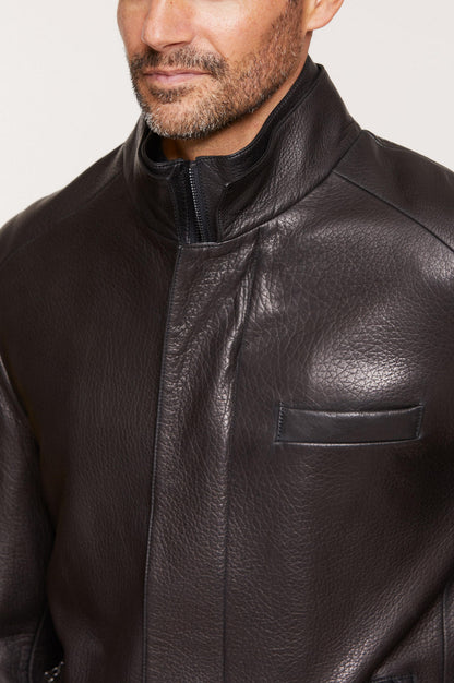 Men's  Black Genuine Lambskin Leather Shirt