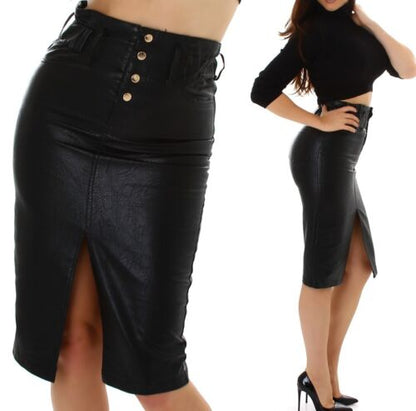 Women's Stylish Knee Length Skirt Made with Genuine Lambskin Leather