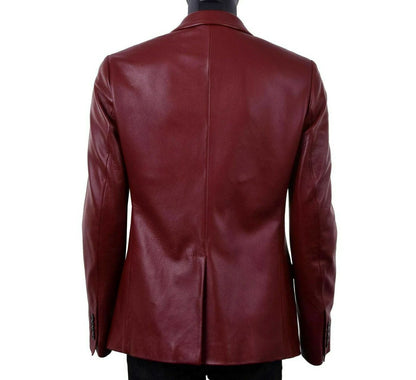 Men's Maroon Color Double Breasted High Quality Blazer