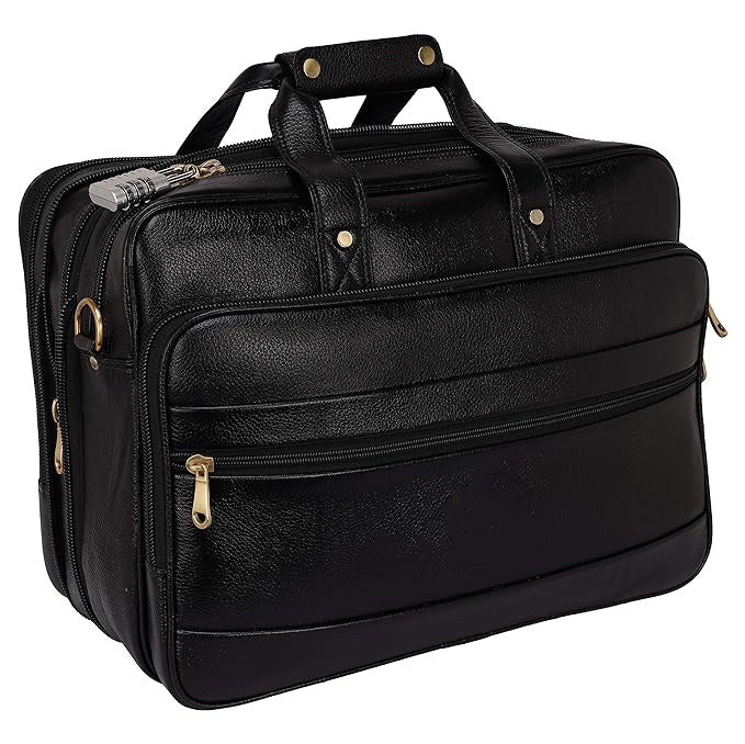 Real Leather Laptop Bags For Men Office Use With Expandable Size