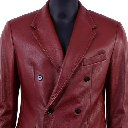 Men's Maroon Color Double Breasted High Quality Blazer