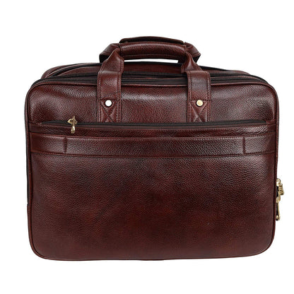 Real Leather Laptop Bags For Men Office Use With Expandable Size Brown Colour