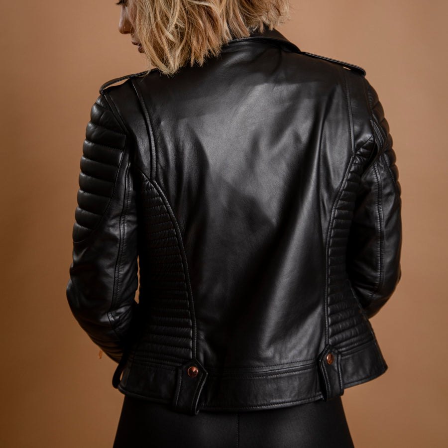 Women's New Motorcycle Jacket Made with Genuine Lambskin Leather Rose Gold Edition