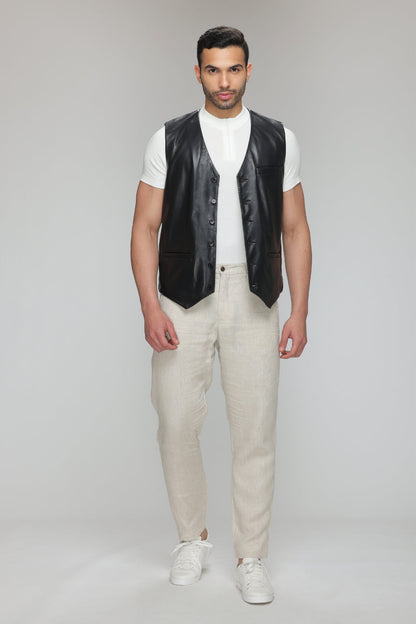 Men's Genuine Lambskin Leather Vest  Comfortable