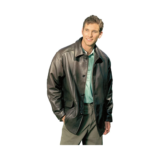 Classic Black Genuine Leather Jacket For Men