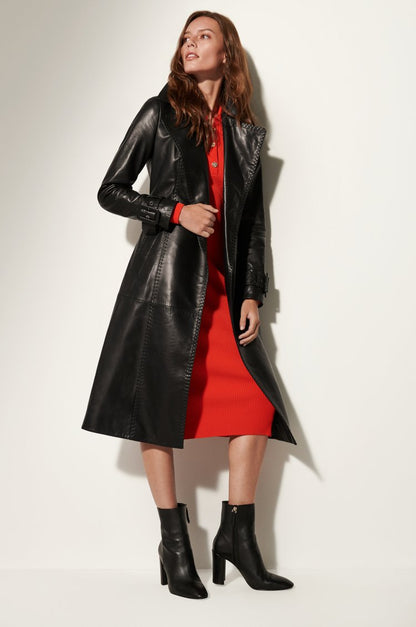 Women's Lambskin Leather Trench Coat