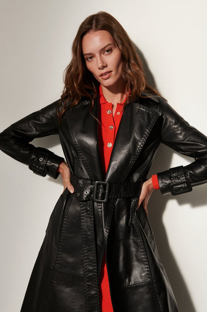 Women's Lambskin Leather Trench Coat