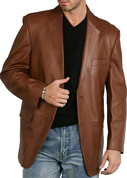 Men's Tan Colour Real Lambskin Leather Blazer