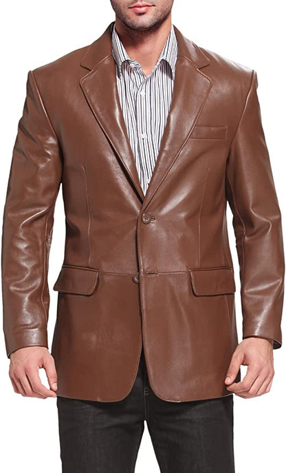 Men's Tan Colour Real Lambskin Leather Blazer