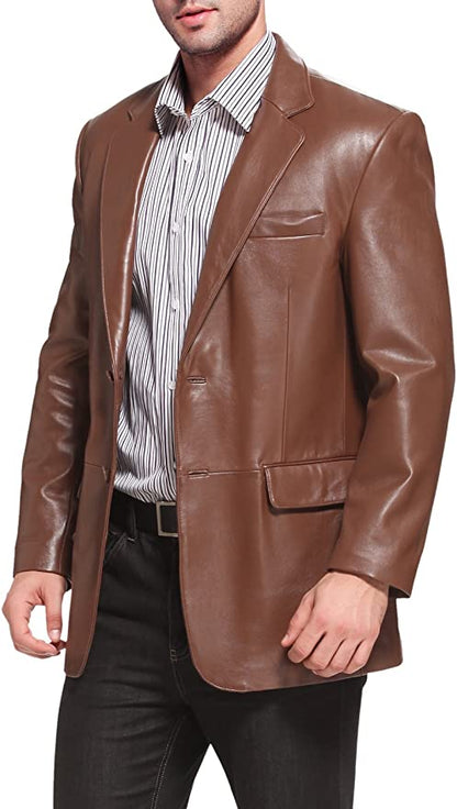 Men's Tan Colour Real Lambskin Leather Blazer