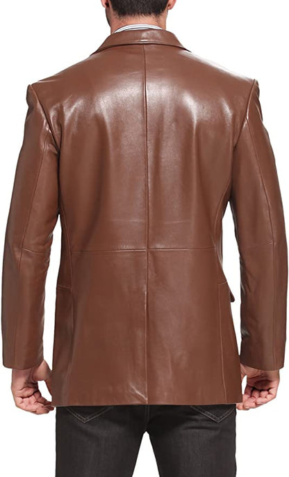 Men's Tan Colour Real Lambskin Leather Blazer