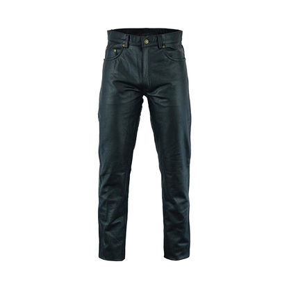 Men's Black Genuine Leather Pant