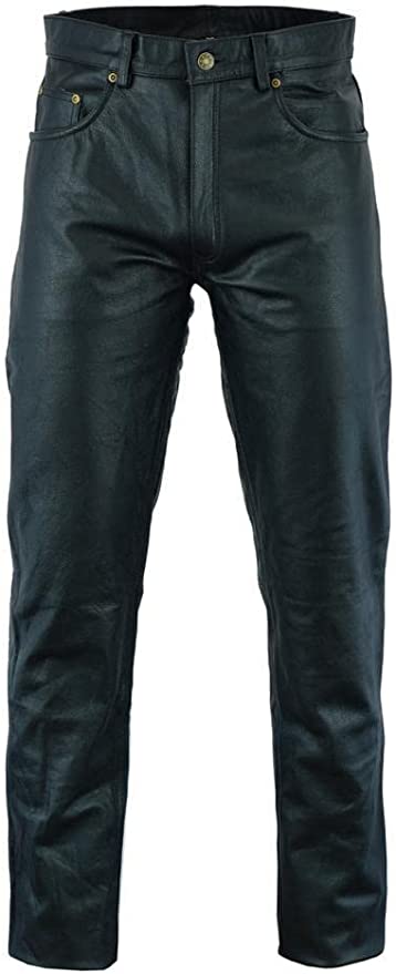 Men's Black Genuine Leather Pant