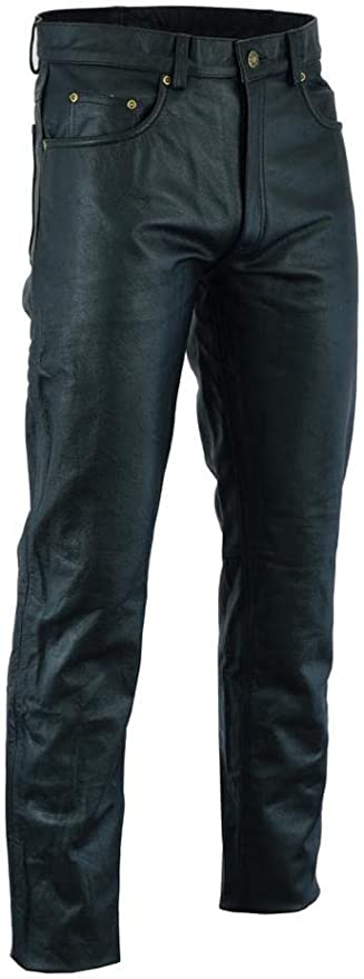 Men's Black Genuine Leather Pant