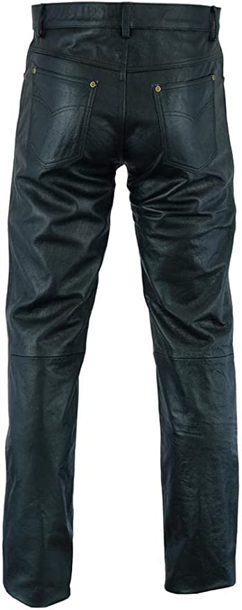 Men's Black Genuine Leather Pant