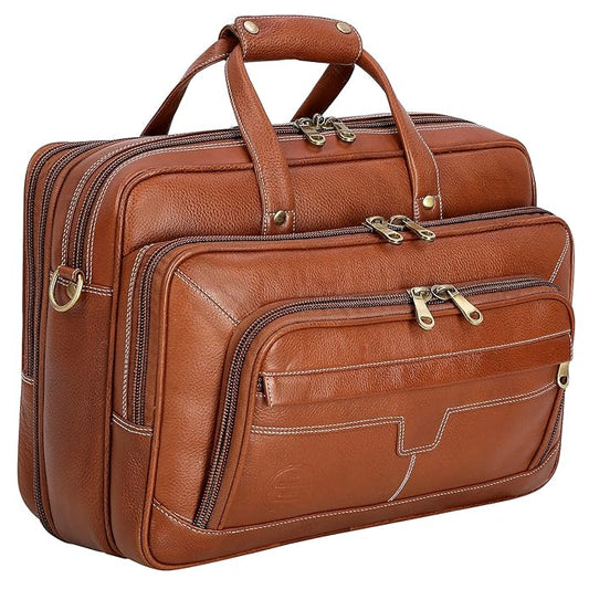 Tan Colour Laptop Messenger and Shoulder Bags for Men Made in Genuine Leather