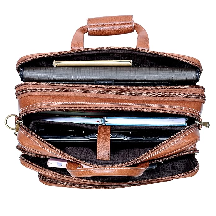 Tan Colour Laptop Messenger and Shoulder Bags for Men Made in Genuine Leather