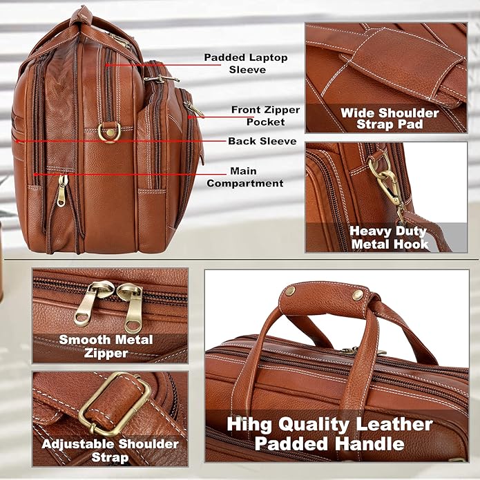 Tan Colour Laptop Messenger and Shoulder Bags for Men Made in Genuine Leather