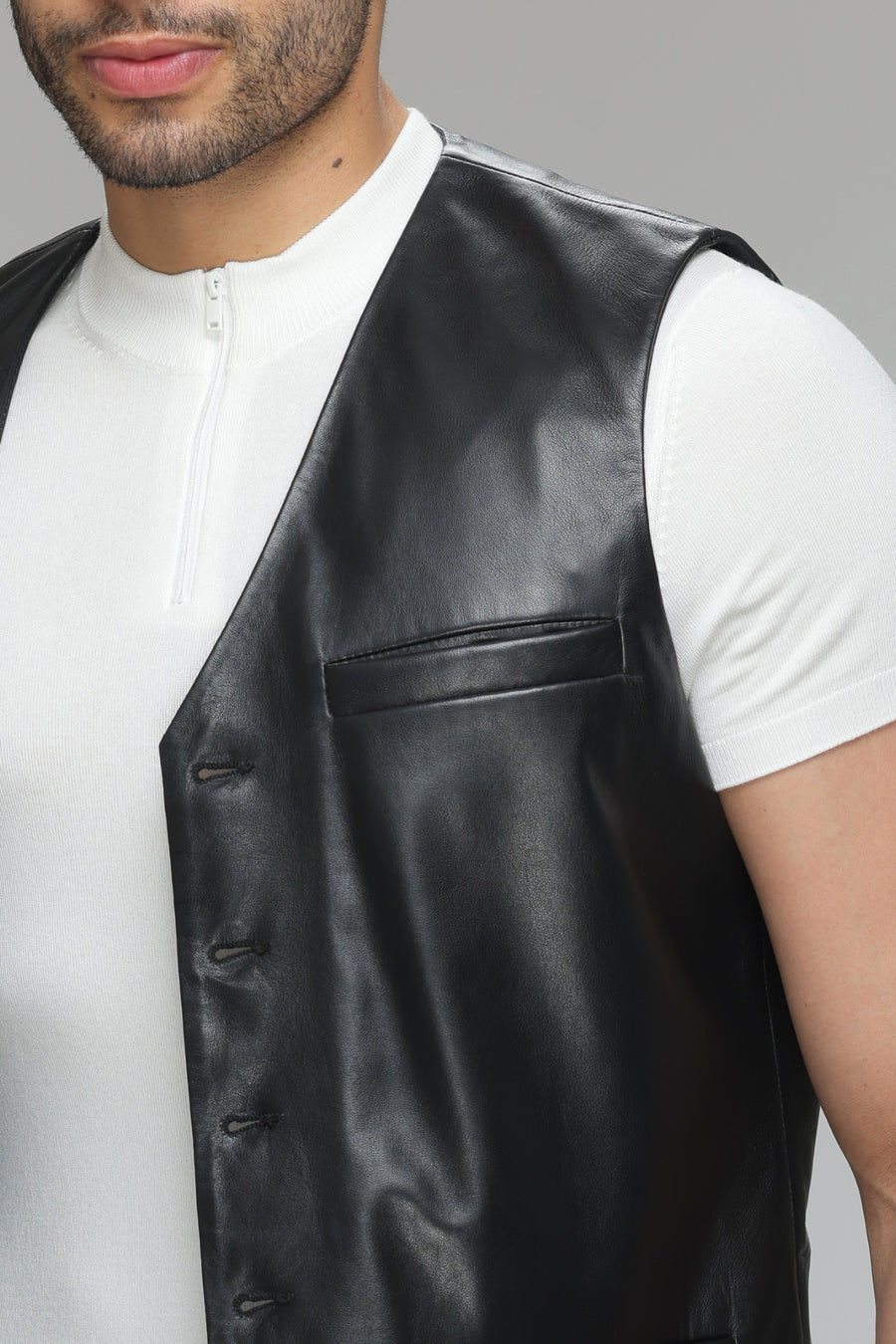 Men's Genuine Lambskin Leather Vest  Comfortable