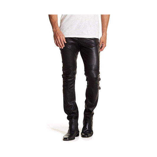 Basic Black Genuine Lambskin Leather pant For Men