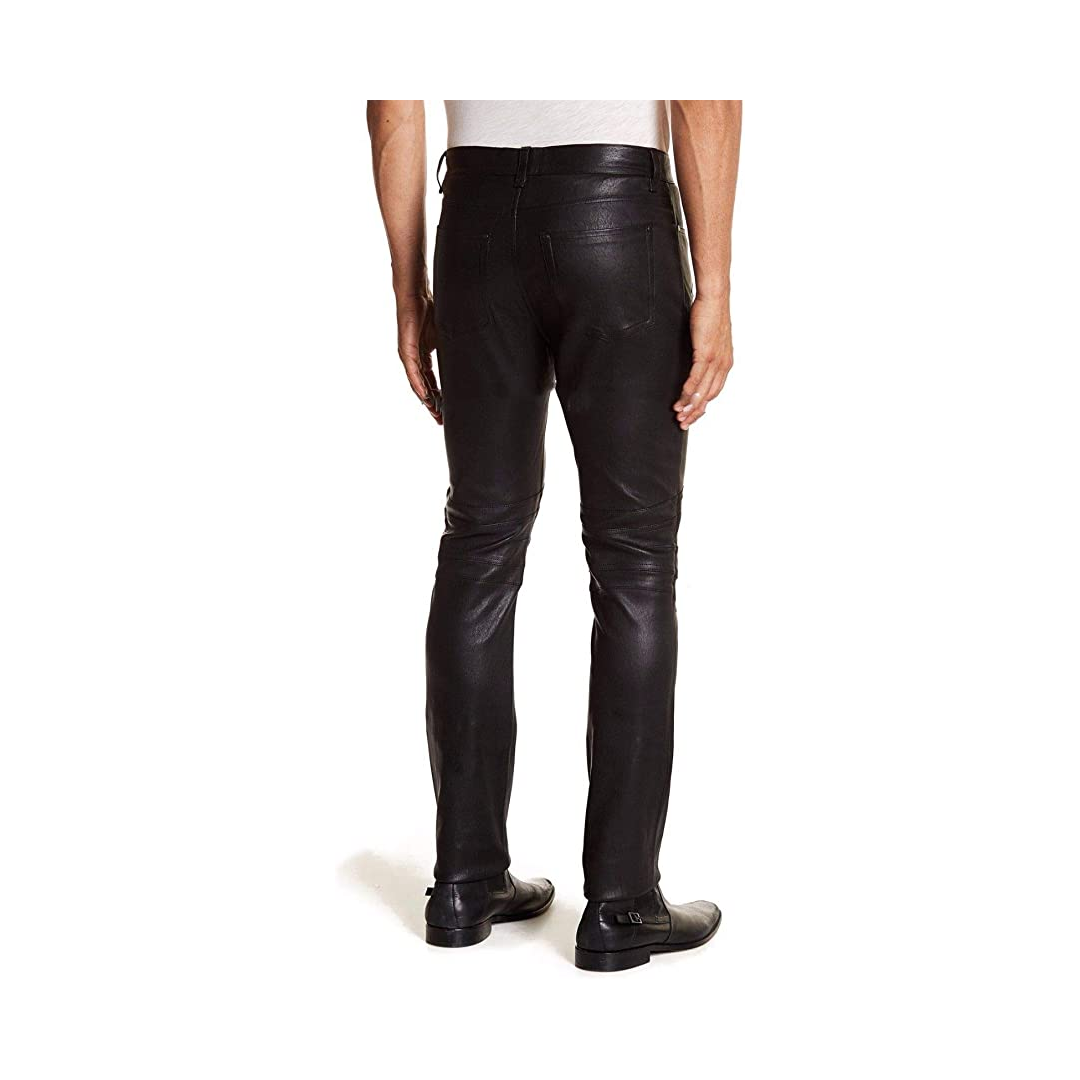 Basic Black Genuine Lambskin Leather pant For Men