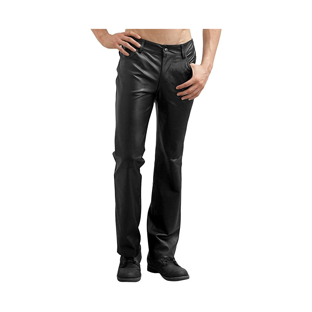 Basic Black Leather Pant For Men