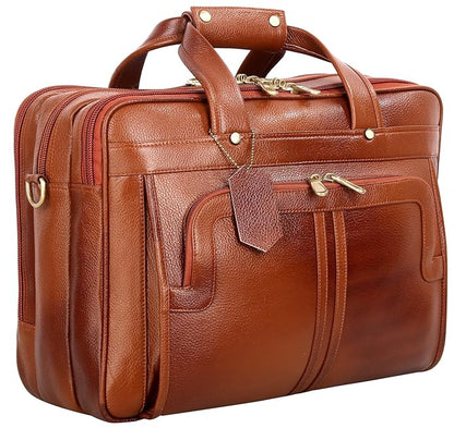 Men's Genuine Tan Color Leather Laptop Messenger and Shoulder Bags