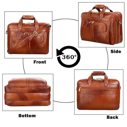 Men's Genuine Tan Color Leather Laptop Messenger and Shoulder Bags