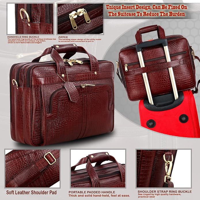 Men's Genuine Brown Leather Laptop Messenger and Shoulder Bags