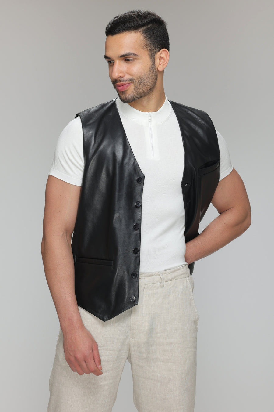 Men's Genuine Lambskin Leather Vest  Comfortable