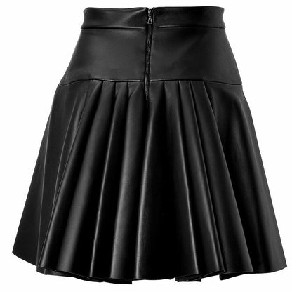 Premium Black Flared Skirt Made with Real Lambskin Leather for Women