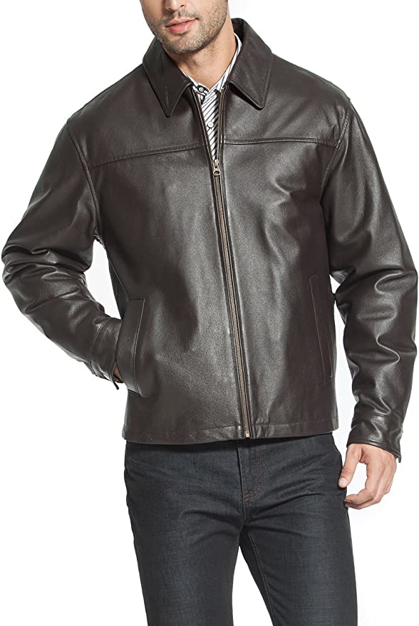 Men's Collar Jacket Black Genuine Leather Jacket