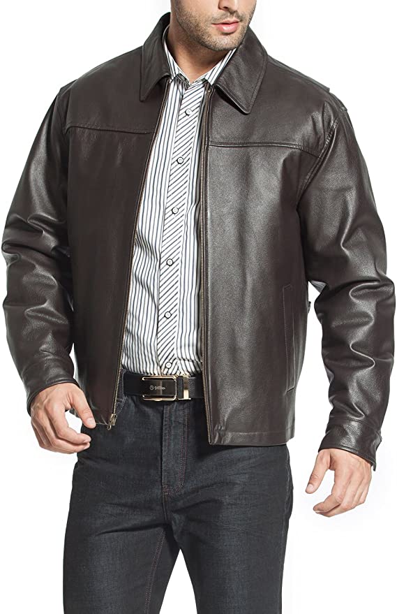 Men's Collar Jacket Black Genuine Leather Jacket