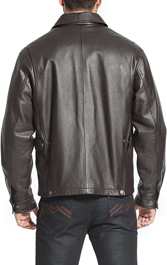 Men's Collar Jacket Black Genuine Leather Jacket