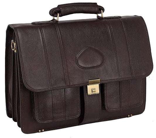 Top Grain Natural Leather Office leather Laptop Shoulder Bag For Men Office Use Up to 16'' Inch Laptop Compartment Size H16 x L12 x W6 INCH | 26 Liters.